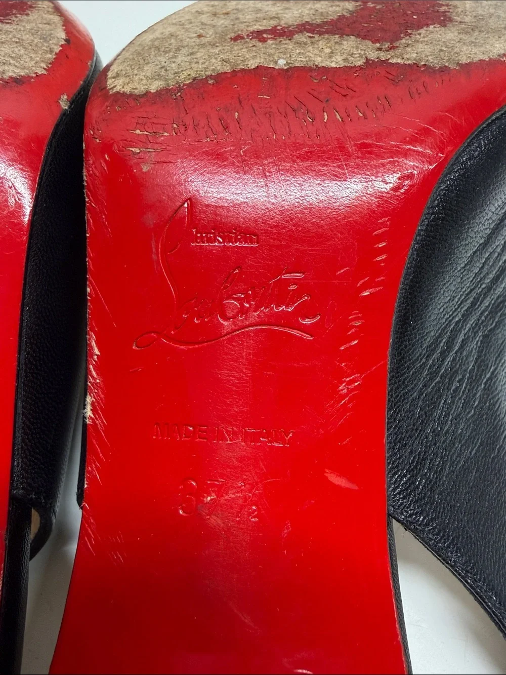 Christian Louboutin Black Leather Slingback Pumps with Red Soles
